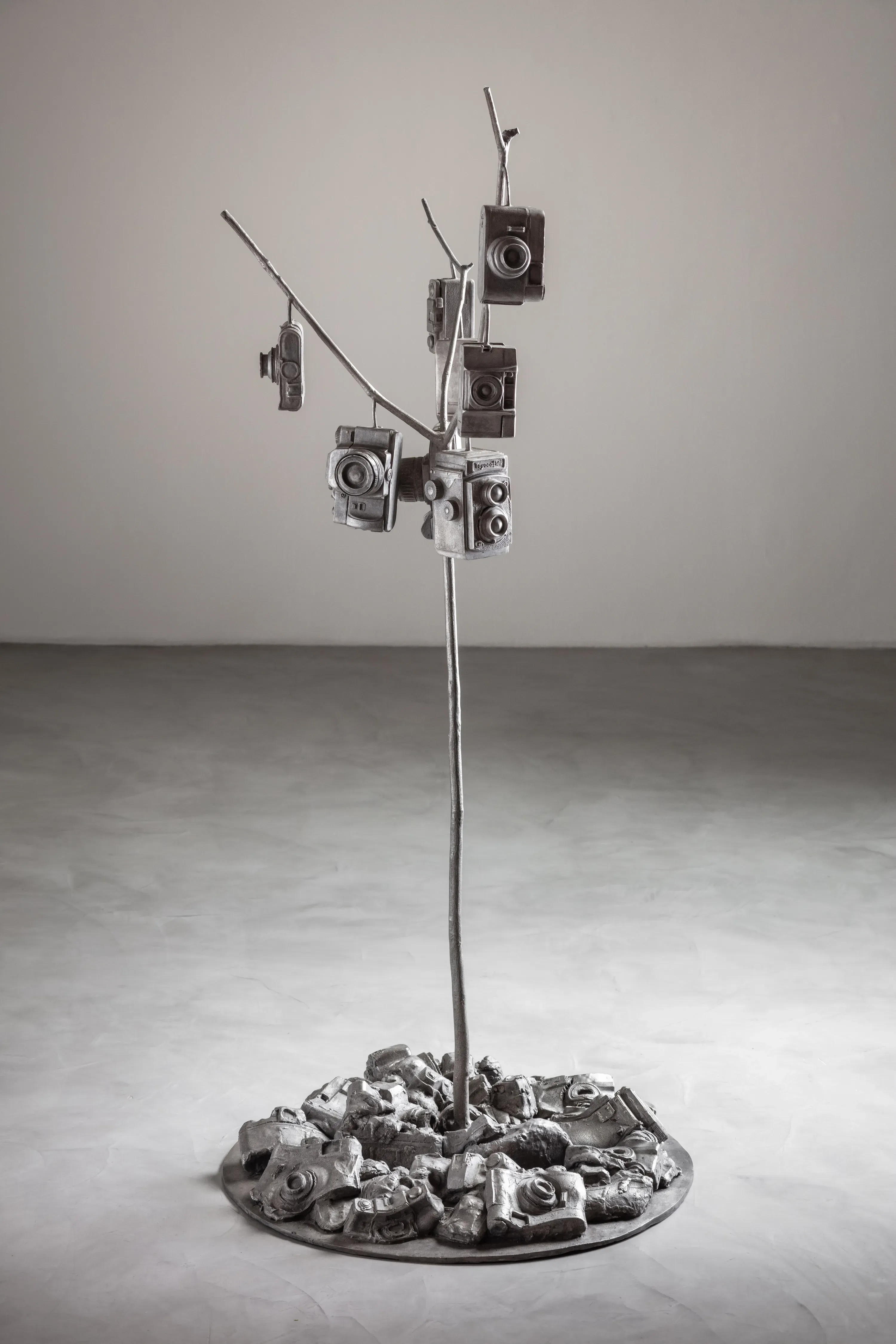 André Feliciano Árvore fotográfica com câmeras, 2020 Bronze e nitrato de prata 150 x 60 x 60 cm